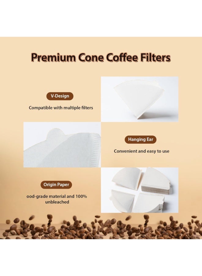 السيميا 100 ورقة فلتر قهوة V60، فلترة دقيقة، مناسبة للقهوة المقطرة اليدوية وماكينة القهوة بالتنقيط، مع علبة تغليف بغطاء قابل للفتح - Image 3